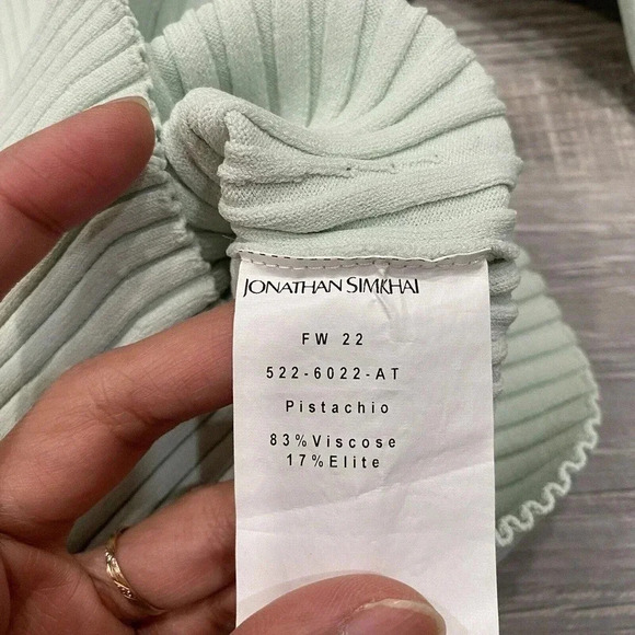 JONATHAN SIMKHAI Shirt‎ Womens Small Elsi Rib Polo Cardigan Pistachio Green Top - Picture 14 of 16
